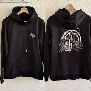 TSM Esports Unisex Men's Black White Embroidered Dragon Drawstring Hoodie